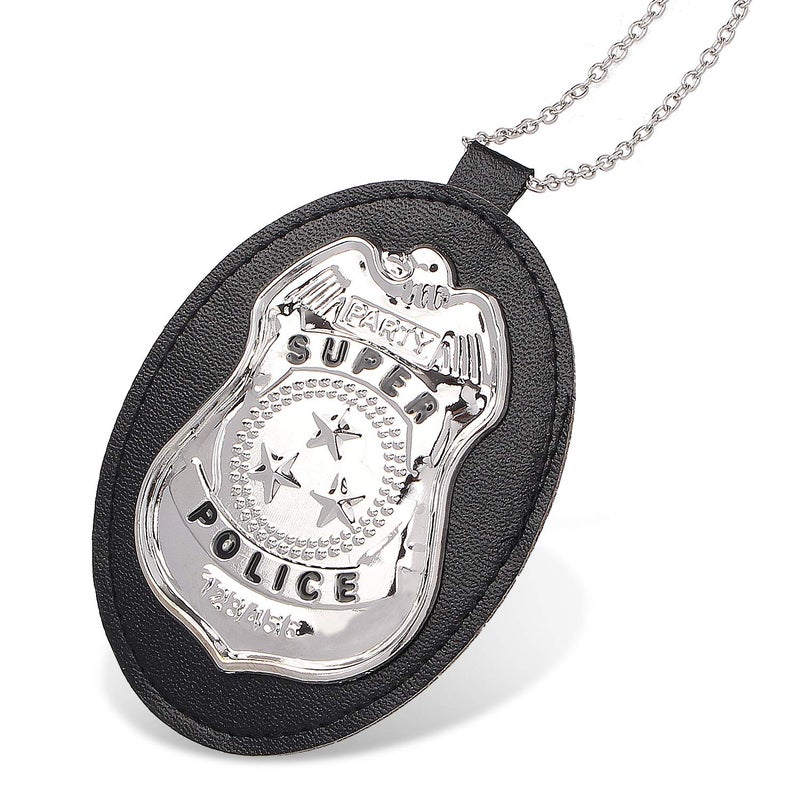 Beelittle Police Badge with Chain Cop Necklace Police Costume Accessory (3pcs) - Image 2